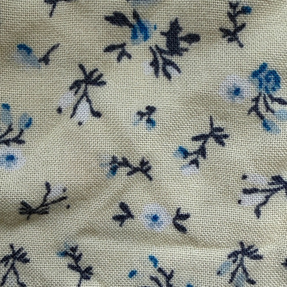 Arizona Smocked Floral Midi Dress Womens Sz L Tan Blue Button Front Boho Prairie - Picture 5 of 9